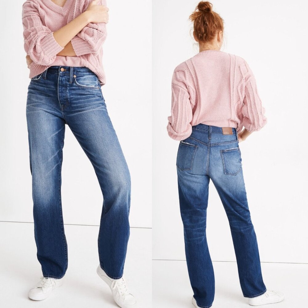 Madewell Dark Wash Blue The Dad Jean Norwalk Wash Straight Leg High Rise Size 27